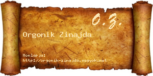 Orgonik Zinajda névjegykártya